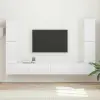 vidaXL TV szekrény garnitúra 8 pcs Magas Fényű Fehér Faanyag