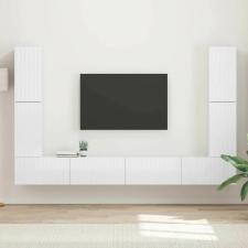 vidaXL TV szekrény garnitúra 8 pcs Magas Fényű Fehér Faanyag bútor