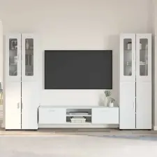 vidaXL TV szekrény garnitúra fiókkal FLORIN 3 pcs Fehér Faanyag bútor