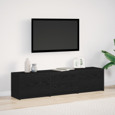 vidaXL TV szekrény LED Fekete Tölgy 162.5x34x40 cm Szerelt Fa bútor