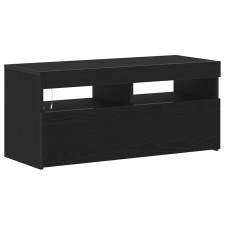 vidaXL TV Szekrény LED Világítással, Fekete Tölgy, 90x35x40 cm, Műanyag, Fa (862554) bútor