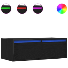vidaXL TV szekrény LED világítással fekete tölgyfa 75x35,5x25 cm (860230) bútor