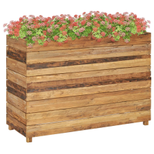 vidaXL újrahasznosított tíkfa és acél virágtartó 100 x 40 x 72 cm kerti dekoráció