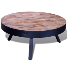 vidaXL Újrahasznosított tíkfa kerek kávézóasztal bútor