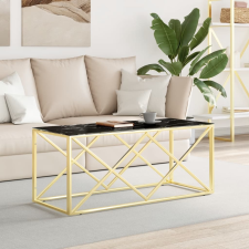 vidaXL üveg és rozsdamentes acél dohányzóasztal 110x45x45 cm bútor