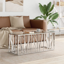 vidaXL üveg és rozsdamentes acél dohányzóasztal 110x45x45 cm bútor