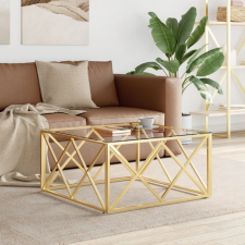 vidaXL üveg és rozsdamentes acél dohányzóasztal 80x80x40 cm bútor