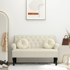 vidaXL vászonszínű szövet pad háttámlával 120 x 62 x 75,5 cm bútor