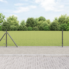 vidaXL Védett Drótkerítés 13 Felfújt Oszloppal Szürke 0.6x50 m Acél építőanyag