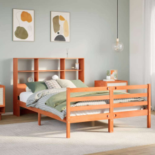 vidaXL viaszbarna tömör fa könyvespolcos ágy matrac nélkül 160 x 200cm ágy és ágykellék