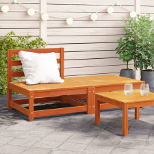 vidaXL viaszbarna tömör fenyő karfa nélküli kerti kanapé lábzsámollyal kerti bútor