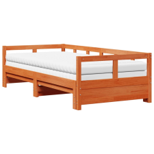 vidaXL viaszbarna tömör fenyő kihúzható kanapéágy matracokkal 90x190cm (3321046) ágy és ágykellék