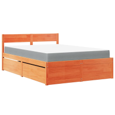 vidaXL viaszbarna tömör fenyőfa ágy fiókokkal és matraccal 120x190 cm ágy és ágykellék