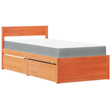 vidaXL viaszbarna tömör fenyőfa ágy fiókokkal és matraccal 90 x 190 cm ágy és ágykellék