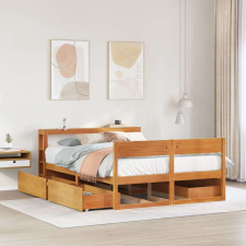 vidaXL viaszbarna tömör fenyőfa ágy matrac nélkül 120 x 190 cm ágy és ágykellék