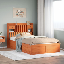 vidaXL viaszbarna tömör fenyőfa ágy matrac nélkül 135 x 190 cm ágy és ágykellék