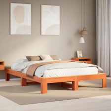 vidaXL viaszbarna tömör fenyőfa ágy matrac nélkül 140 x 190 cm ágy és ágykellék