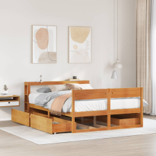 vidaXL viaszbarna tömör fenyőfa ágy matrac nélkül 150 x 200 cm ágy és ágykellék