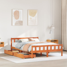 vidaXL viaszbarna tömör fenyőfa ágy matrac nélkül 150 x 200 cm ágy és ágykellék