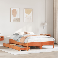 vidaXL viaszbarna tömör fenyőfa ágy matrac nélkül 150 x 200 cm ágy és ágykellék