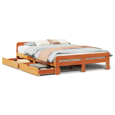 vidaXL viaszbarna tömör fenyőfa ágy matrac nélkül 150 x 200 cm (3309037) ágy és ágykellék