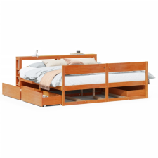 vidaXL viaszbarna tömör fenyőfa ágy matrac nélkül 200 x 200 cm (3306371) ágy és ágykellék