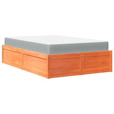 vidaXL viaszbarna tömör fenyőfa ágy matraccal 140 x 190 cm ágy és ágykellék