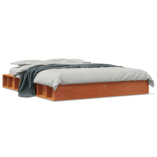 vidaXL viaszbarna tömör fenyőfa ágykeret 135 x 190 cm ágy és ágykellék