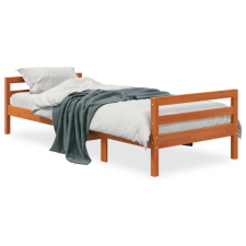 vidaXL viaszbarna tömör fenyőfa ágykeret 75 x 190 cm ágy és ágykellék