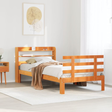 vidaXL viaszbarna tömör fenyőfa ágykeret fejtámlával 100 x 200 cm ágy és ágykellék