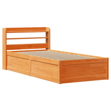 vidaXL viaszbarna tömör fenyőfa ágykeret fejtámlával 100 x 200 cm (3307091) ágy és ágykellék
