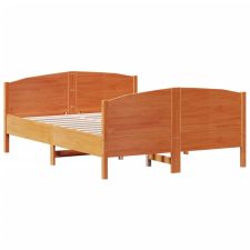 vidaXL viaszbarna tömör fenyőfa ágykeret fejtámlával 120 x 200 cm (3216178) ágy és ágykellék