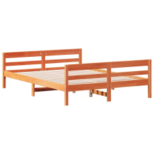 vidaXL viaszbarna tömör fenyőfa ágykeret fejtámlával 120 x 200 cm (842793) ágy és ágykellék