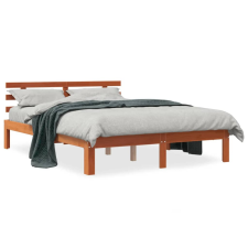 vidaXL viaszbarna tömör fenyőfa ágykeret fejtámlával 140 x 190 cm ágy és ágykellék