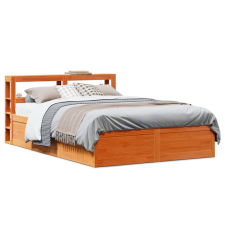 vidaXL viaszbarna tömör fenyőfa ágykeret fejtámlával 140 x 190 cm ágy és ágykellék