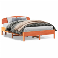 vidaXL viaszbarna tömör fenyőfa ágykeret fejtámlával 150x200 cm ágy és ágykellék
