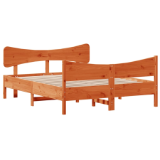 vidaXL viaszbarna tömör fenyőfa ágykeret fejtámlával 160 x 200 cm (3216377) ágy és ágykellék