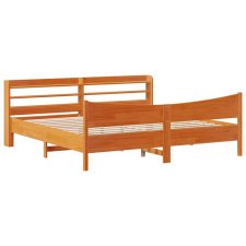 vidaXL viaszbarna tömör fenyőfa ágykeret fejtámlával 200 x 200 cm (3307034) ágy és ágykellék