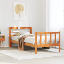 vidaXL viaszbarna tömör fenyőfa ágykeret fejtámlával 75 x 190 cm ágy és ágykellék
