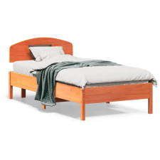vidaXL viaszbarna tömör fenyőfa ágykeret fejtámlával 90 x 190 cm ágy és ágykellék
