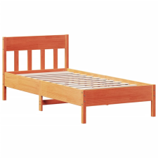 vidaXL viaszbarna tömör fenyőfa ágykeret fejtámlával 90 x 190 cm (842677) ágy és ágykellék