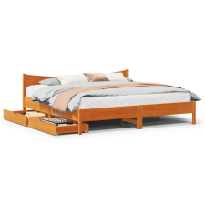vidaXL viaszbarna tömör fenyőfa ágykeret fiókkal 180 x 200 cm ágy és ágykellék