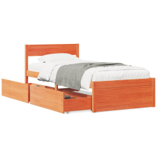 vidaXL viaszbarna tömör fenyőfa ágykeret fiókokkal 90 x 190 cm ágy és ágykellék