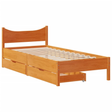 vidaXL viaszbarna tömör fenyőfa ágykeret fiókokkal 90 x 190 cm (3301928) ágy és ágykellék