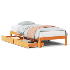 vidaXL viaszbarna tömör fenyőfa ágykeret fiókokkal 90 x 200 cm (3301963) ágy és ágykellék