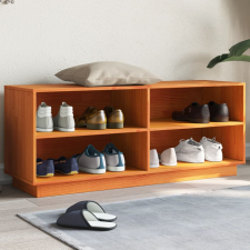 vidaXL viaszbarna tömör fenyőfa cipőszekrény 110 x 34 x 45 cm bútor