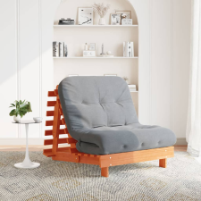vidaXL viaszbarna tömör fenyőfa futon kanapéágy matraccal 90x206x11 cm bútor