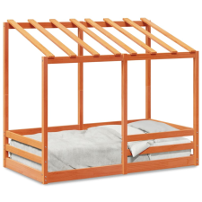 vidaXL viaszbarna tömör fenyőfa gyerekágy tetővel 70 x 140 cm gyermekágy