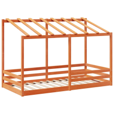 vidaXL viaszbarna tömör fenyőfa gyerekágy tetővel 90 x 200 cm gyermekágy