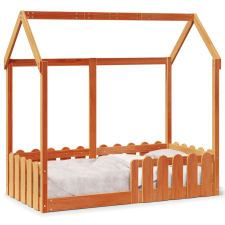 vidaXL viaszbarna tömör fenyőfa házikó gyerekágykeret 70 x 140 cm ágy és ágykellék